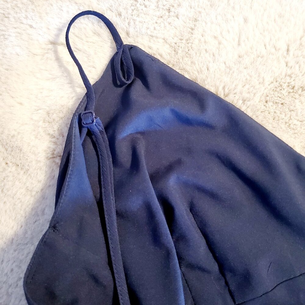 Bar III Navy Maxi Dress Size 12 Slip Dress Spaghetti Strap Flowy Elegant Minimal - Picture 12 of 12